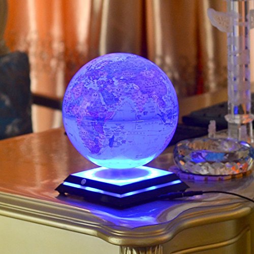 Electronic Grace LED Light Globes Luminous Globes Magnet Toys Levitation Floating Magnetic Rotating Globe Anti-gravity Floating Levitating Earth Luminous Sphere Wireless Power Supply(blue)