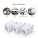 Charger Block, FiveBox 3 Pack USB Wall Charger Brick Base 2.1Amp Dual Port Charger Box Cube Travel Charging Plug for iPhone X/8/7/6, 7/6s Plus, iPad Air, Samsung Galaxy S7 S6, Android, HTC, Nexus, LG