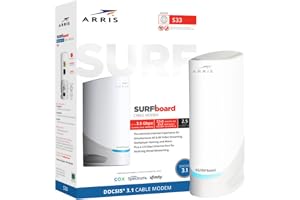 Arris 冲浪板 S33 DOCSIS 3.1 多千兆电缆调制解调器 | 2.5Gbps + 1Gbps 以太网端口 | 适用于 Xfinity、Cox、Spectrum | 适用于高达 2.5Gbps 的有线互联网计划 | 仅限调制解调器,路由器