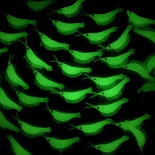 F7 Fishing Lure 1.6" Soft Worm Glow Luminous Shrimp Fish Bait, Pack of 100