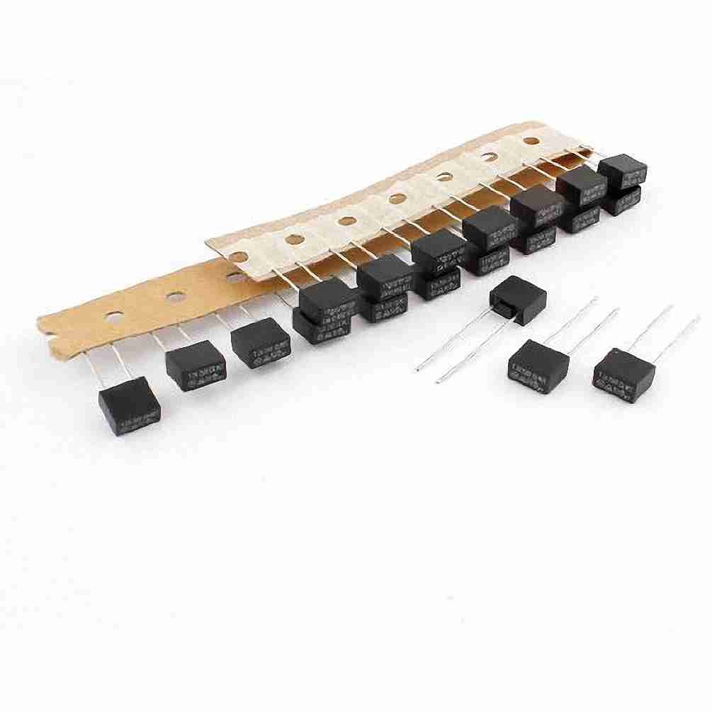 sourcing map 20 Pcs 250V 2A Radial Leads Slow Blow Type DIP Square Micro Fuses for Electronic Parts PCB LCD Repair Replacement