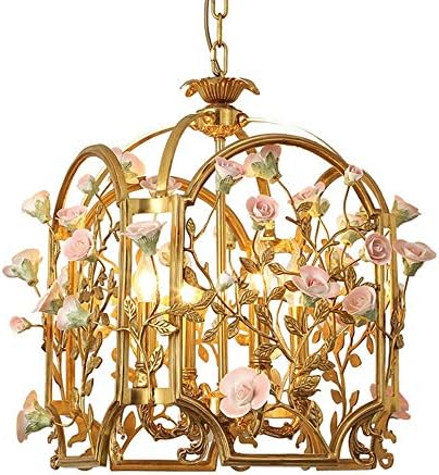 PLXT French Chandelier Restaurant Lamps Bedroom Luxury Rural Romantic Princess Ceramic lamp Girl Room Full Copper Chandeliers