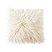 OJIA Deluxe Home Decorative Super Soft Plush Mongolian Faux Fur Throw Pillow Cover Cushion Case (24 x 24 Inch, Light Yellow)