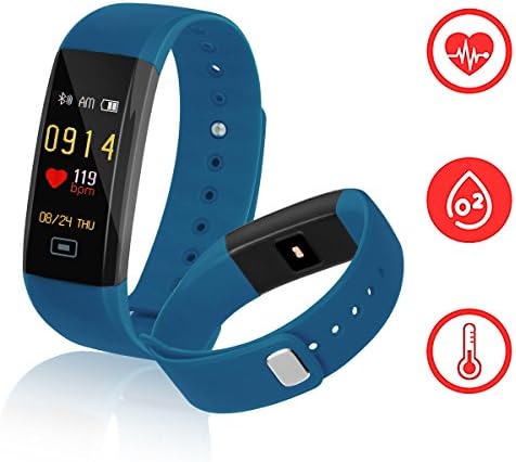 Kirlor Fitness Tracker, New Version Colorful Screen Smart Bracelet with Heart Rate Blood Pressure Blood oxygen Monitor,Smart Watch Pedometer Activity Tracker Bluetooth for Android &amp; IOS(Blue)