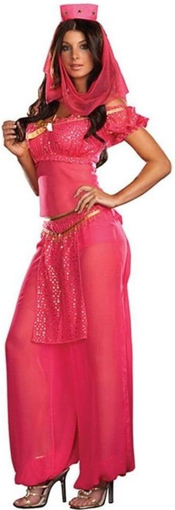 Pink Womens Fancy Dress Belly Dancer Jasmine Aladdin Arabian Nights Princess Costume