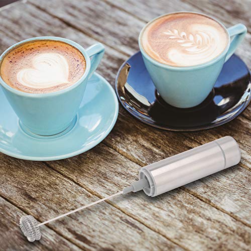 Milk Frother Electric Portable Stainless Steel Double-Whisks Handheld Battery Operated Drink Mixer Fast Foam Maker Easy Cleaning For Coffee, Latte, Cappuccino, Hot Chocolate