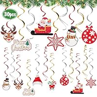 AERZETIX Merry Christmas Decorations - 30 Pieces Christmas Swirls Streamers Sign Perfect for Home Office Indoor Christmas Holiday Party Decoration
