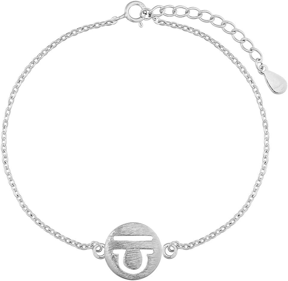 Qiandi 925 Sterling Silver 12 Zodiac Signs Constellation Horoscope Astrology Chain Bracelet Birthday Gift