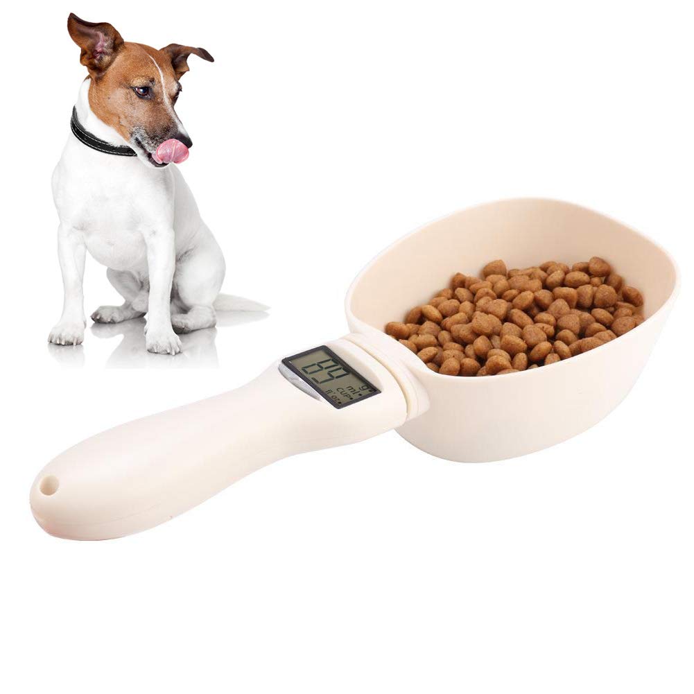 Pssopp Pet Food Measuring Scoop with Digital Scale for Dogs and Cats - Precise Electronic Weighing Spoon for Accurate Dry Food Measurement and Portion Control