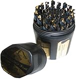 Drill America KFD29J-PC KFD 29-Piece High-Speed Steel Jobber Length Drill Bit Set in Plastic Case, Black/Gold Oxide Finish, Round Shank, Spiral Flute, 135 Degrees Split Point, 1/16" to 1/2" Size