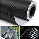F & B LED LIGHTS 3D Carbon Fiber Film Twill Weave Vinyl Sheet Roll Wrap (12" X 60", Black)