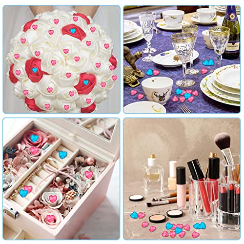 PAGOW 10320PCS Red Pink Acrylic Heart Vase Fillers Arts Crafts DIY Gems