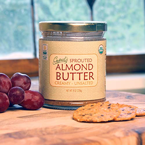 Gopal's Organic Raw Sprouted Almond Butter (Creamy and Unsalted) - 8 Ounces Jar - Thumbnail 3