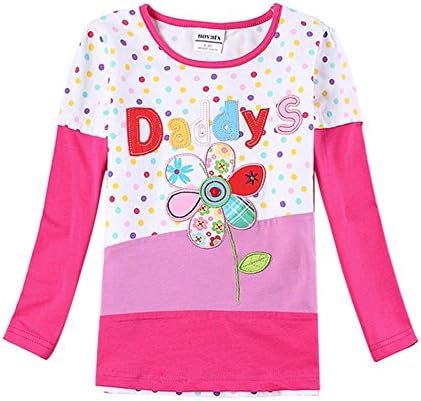 Little Girls' kids Flowers long sleeve Cotton T-Shirts Cartoon Tops(18m-6y)