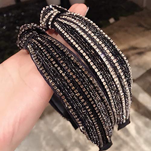 2pcs Headbands Women Hair Head Band with Diamonds Middle Knotted and Twisted Headband Fashion Cute Hairbands Hair Accessories for Girls and Women