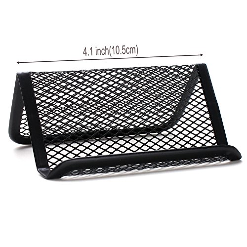 ZICOME Metal Mesh Business Card Holder, Mesh Office Desk Organizer for Name Card, Black, 4 Pack