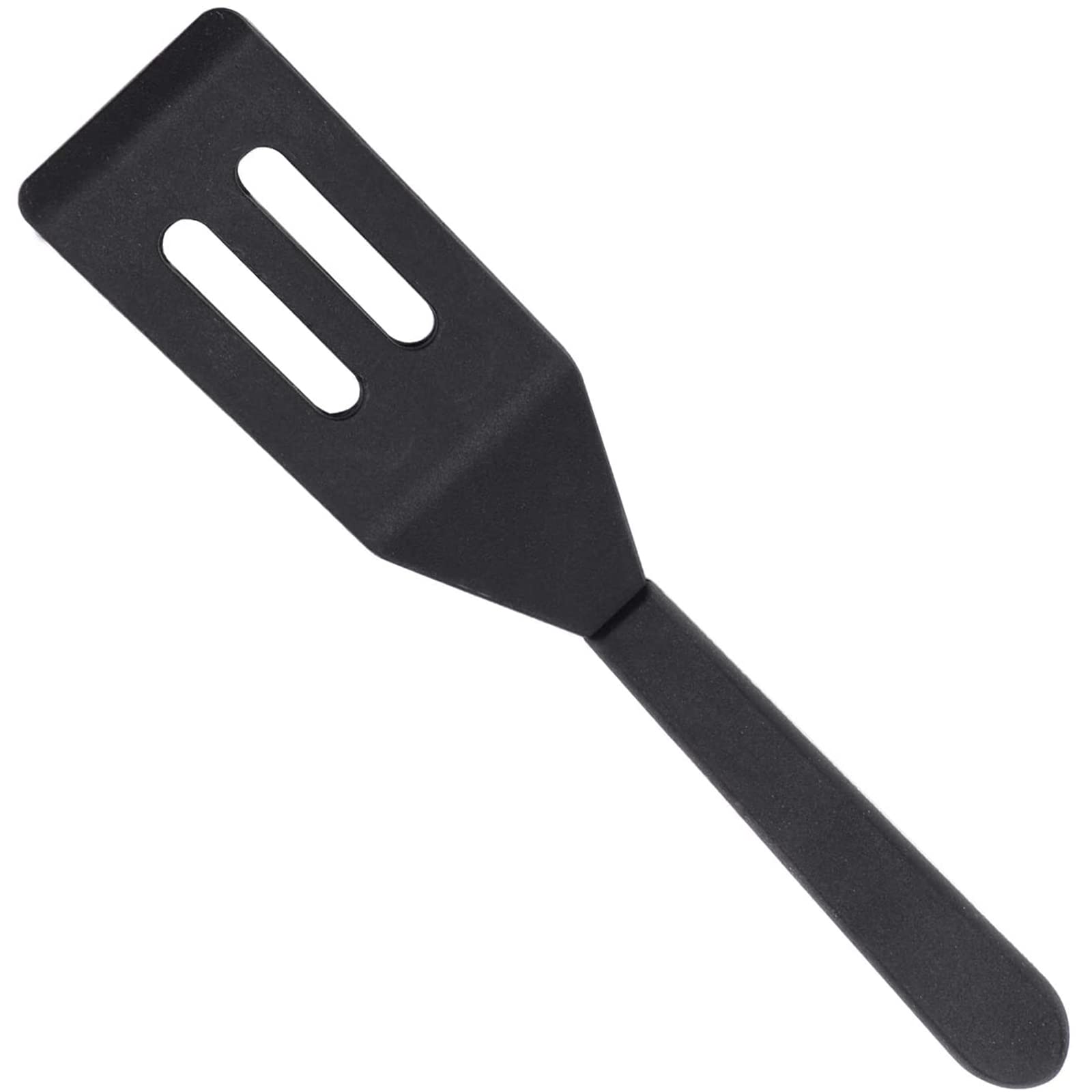 SAVITA Mini Brownie Serving Spatula Flexible Silicone Turner Heat-Resistant Flipper Nonstick Slotted Spatula for Fish, Eggs, Pancakes, Wok(Black)