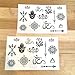 Temporary Tattoo Yoga Set - Small Arrows, Mandalas, Lotus, Hamsa, Compass, Ganesh Realistic Body Art - Made in the USA