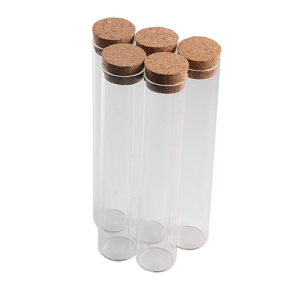Jarvials 12 Sets of 150ml Transparent Test Tube with Cork Stopper， Food Grade Glass Bottles (12, 150ml)