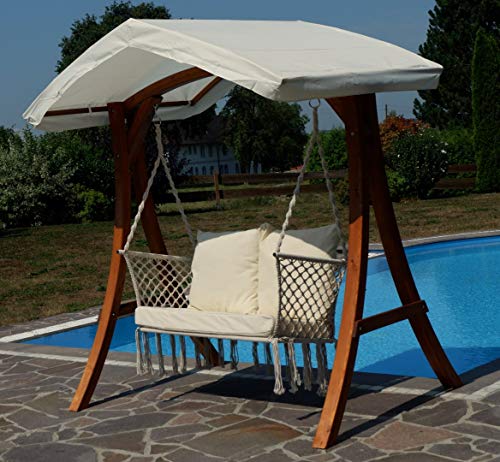 ALEOS. Design Hollywood Schaukel mit Sitzbank Waikiki aus Holz Lärche mit Dach – Bild 6