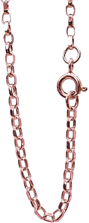 18k ROSE GOLD VERMEIL SOLID DIAMOND CUT ENGLISH BELCHER CHAIN 2.3mm Wide
