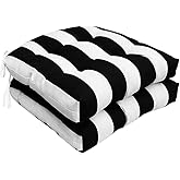 INFBLUE Outdoor/Indoor Wicker Seat Cushions All Weather 19 x 19 inches Outdoor Chair Pads,Black White,Set of 2 (Wicker Cushions)