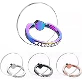 KutumyQC Transparent Phone Ring Holder 4 Pcs, Clear Cell Phone Ring Holder with Diamond, Finger Grip 360°Rotation Compatible
