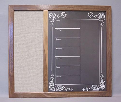 Faux-Chalkboard Dry Erase Calendar w/ Burlap Fabric Pin Board Command Center