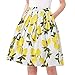 Taydey Cherry Print Retro Skirt for Women Knee Length Size S yellow lemon