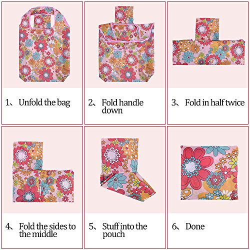 10 Pack Reusable Grocery Shopping Bags, SZUAH Foldable Shopping Bags Grocery Tote with Attached Pouch,Machine Washable Eco-Friendly.