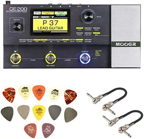 Mooer GE200 Multi Effects Pedal Bundle with 2 MXR Patch Cables and Dunlop Pick Pack