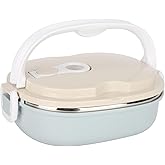 Porilkta 900ml Lunch Box, 304 Stainless Steel Adult Lunch Containers Portable Leakproof Eco-Friendly Hot and Cold Food Stackable Bento Box Food Storage for Office Outdoor Travel（1 Layer）