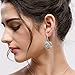 Fashion jewelry designer big statement rhinestone flower dangle earrings for women (Silver)