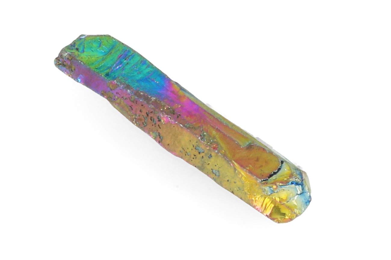 Celestial Aura Quartz Crystal Point Wand Reiki Enhanced Energy Healing Titanium Rainbow Stone 1pc (Rainbow Aura Quartz)