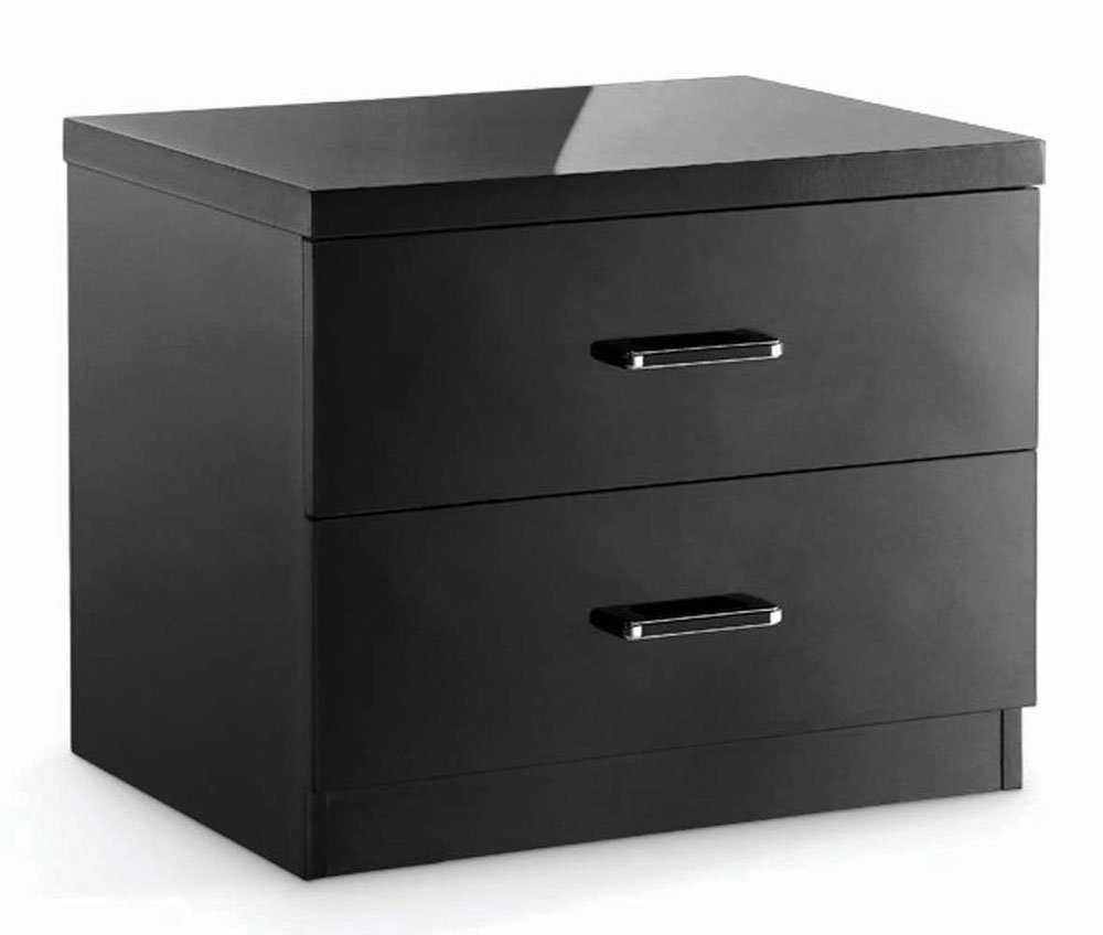 Novello 2 Drawer Bedside in High Gloss Black Finish Amazon.co