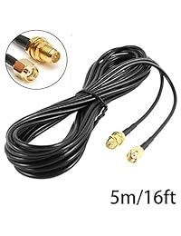 5M 16ft Cable RP-SMA Coaxial Extension Cable Male to Female Connector for Wireless LAN Router Bridge & Other External Antenna Equipment