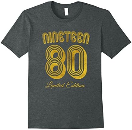 Mens Vintage 1980 Limited Edition Shirt 37th Birthday T-Shirt Large Dark Heather