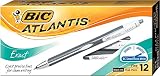 BIC Atlantis Exact Retractable Ball Pen, Fine Point (0.7 mm), Black, 12-Count