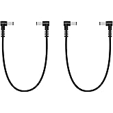 2-Pack 1ft 5.5mm x 2.1mm Male to Male DC Power Cable, 90 Degree Right Angle Plug Jack Power Supply Adapter Cord for CCTV Surv