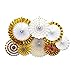 GOLF 8Pcs Gold Paper Fans Flower Hanging Banner for Birthday Wedding Engagement Bridal Shower Baby Shower Bachelorette Holiday Celebration Party Decorations