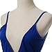 Flymall Deep V-neck Backless Strap Maxi Tank Split Side Dress(S,Blue)