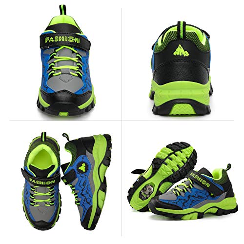 Kids Hiking Shoes School Athletic Tennis Sneaker Slip Resistant Steel Buckle Sole Walking Running Climbing Trekking Sneakers for Boys Girls