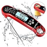 uvistare Digital Meat thermometer, Instant Read Thermometer, 2-4s Ultra-Fast Waterproof Cooking Thermometer for Grilling, Smoker, Oven (2 Batteries & Temperature Guide Included)