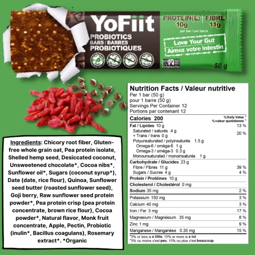 YoFiit High Fiber Protein Bars 6 Pack Variety with Probiotics