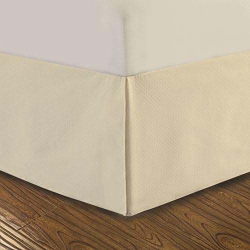 DreamSpace Quilted Bed Skirt Dust Ruffle Diamond Pattern Matelasse Tailored 14" Drop King, Ivory
