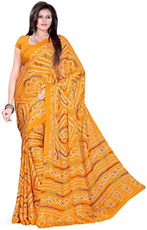 Aaradhya Fashion Women's Rajasthani Bandhani Bandhej Moss Chunri Sari