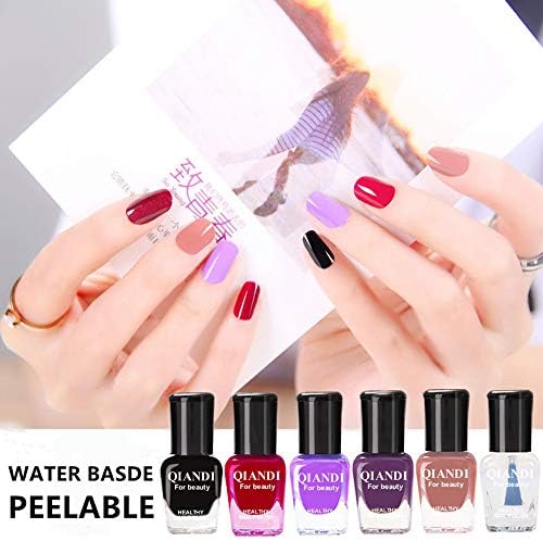 Gel Nail Polish Neon Polishes Set VEGOLS 6PCS Peelable Quick Dry Varnish Soak Off Gel Nail Polishing Rainbow DIY Safe Nail Art Manicure, 6PCS Set, 0.5 ml Each Bottle