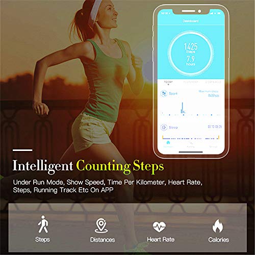 V19 HR ECG + PPG Dual Heart Rate Monitor Fitness Activity Tracker Health Smart Watch with HRV SpO2 Blood Oxygen & Pressure Sleep Monitor IP68 Waterproof HD IPS Color Screen Long Battery Life (Black)