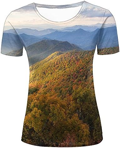 huijiameikeji Unisex Women 3D Printed Summer Green Forest Short Top Tee M