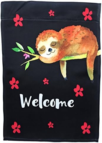 Lantern Hill Garden Flag 12 inches by 18 inches Double Sided Reads Correctly Both Sides (Welcome Sleeping Sloth)